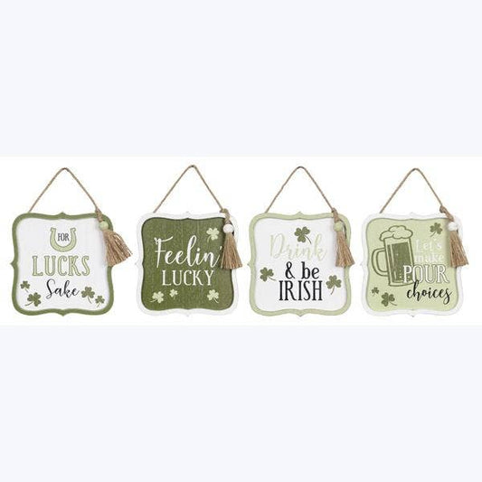 Wood Framed Irish Wall Signs with Hanging Rope, 4 Assortment