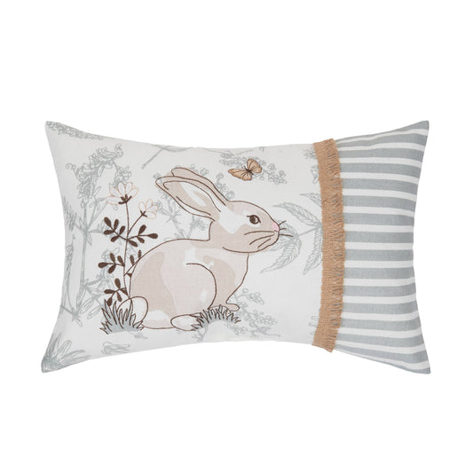 Easter Bunny Garden Toile Lumbar Throw Pillow
