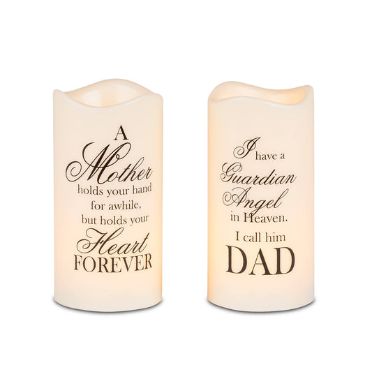 3" x 6" Mother/Dad Resin Candle, Timer, D