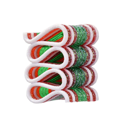 Glittered Ribbon Candy Ornament - Green Red White 2.75"
