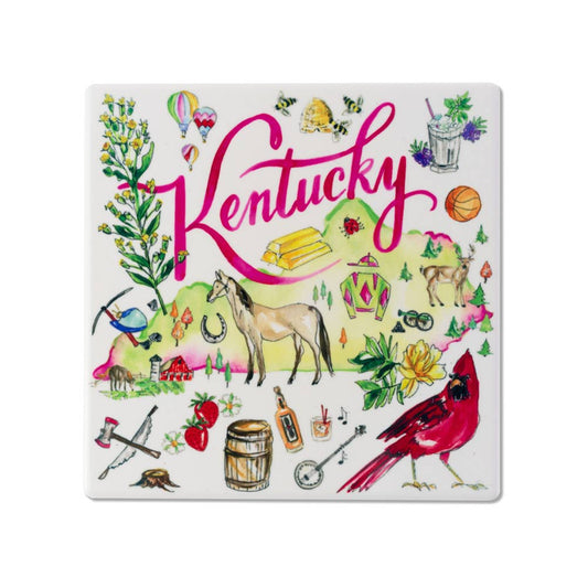 KY State Collection Ceramic Coaster Kentucky Rosanne Beck