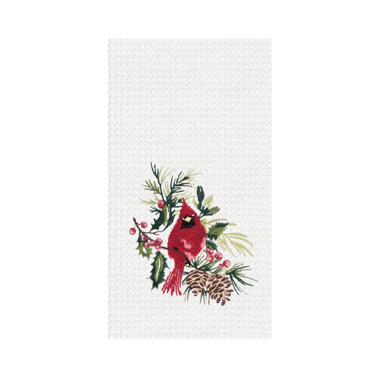 Christmas Male Cardinal Botanical Kitchen Towel