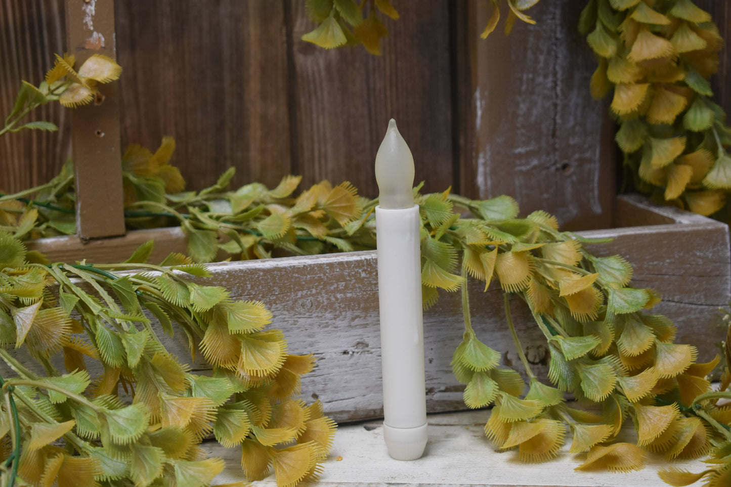 White LED Taper Candle 6in