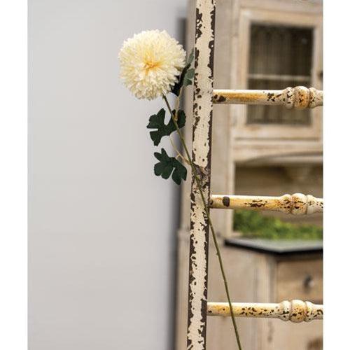 Pompom Flower Spray With Leaves 22 Cream