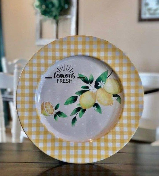 Yellow Check Lemon Plate