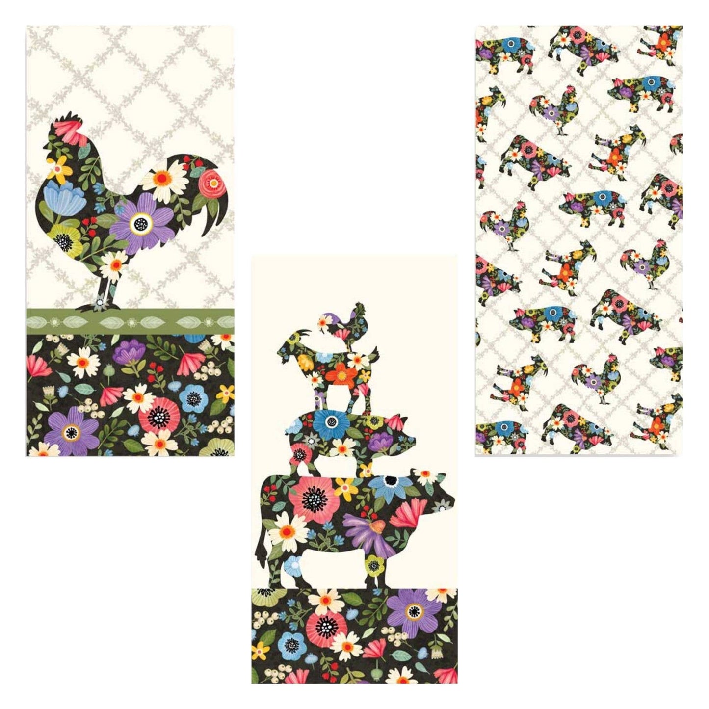 "Country Barn" Farm Animal-Themed Kitchen Towels