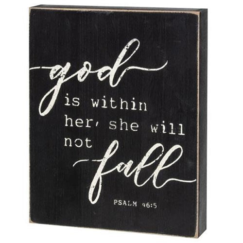 She Will Not Fall Box Sign