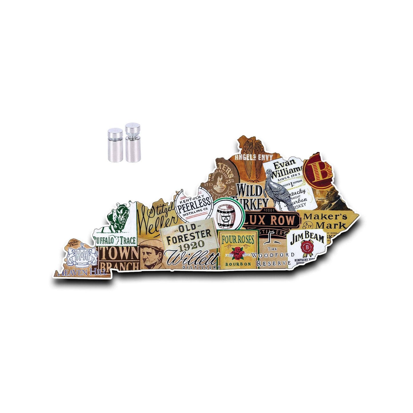 Kentucky Shaped Sign - Bourbon Labels