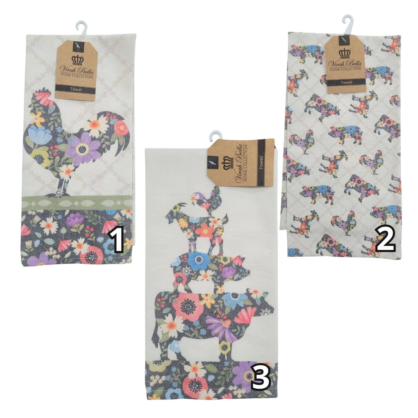 "Country Barn" Farm Animal-Themed Kitchen Towels