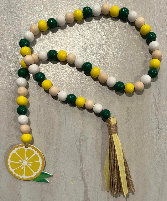 Lemon Wood Bead Garland 39"
