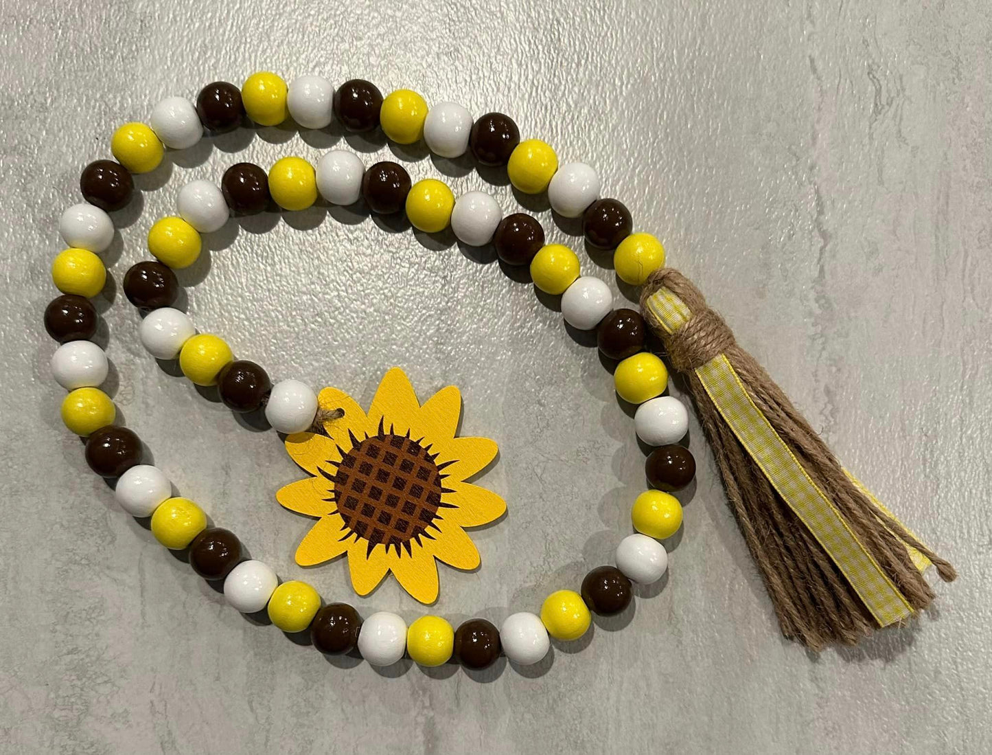 Sunflower Wood Bead Garland - 39"