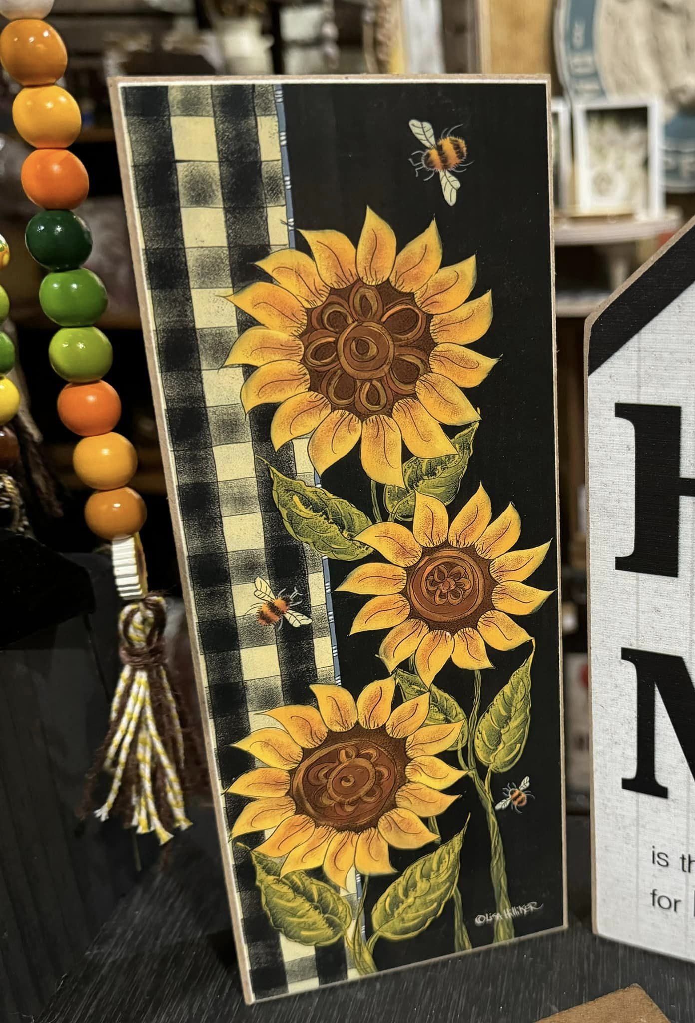 Farmhouse Sunflowers/Bee Block