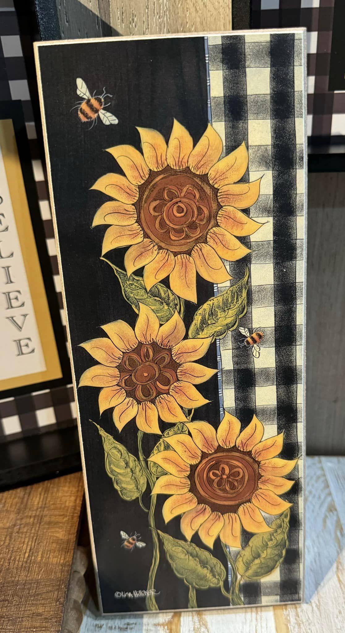 Farmhouse Sunflowers/Bee Block