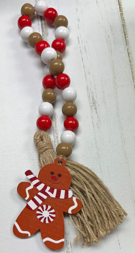 Gingerbread Man Wood Bead Garland