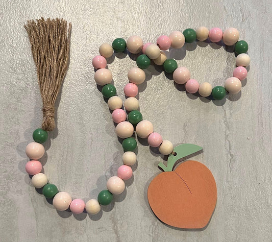 Peach Wood Bead Garland 38"