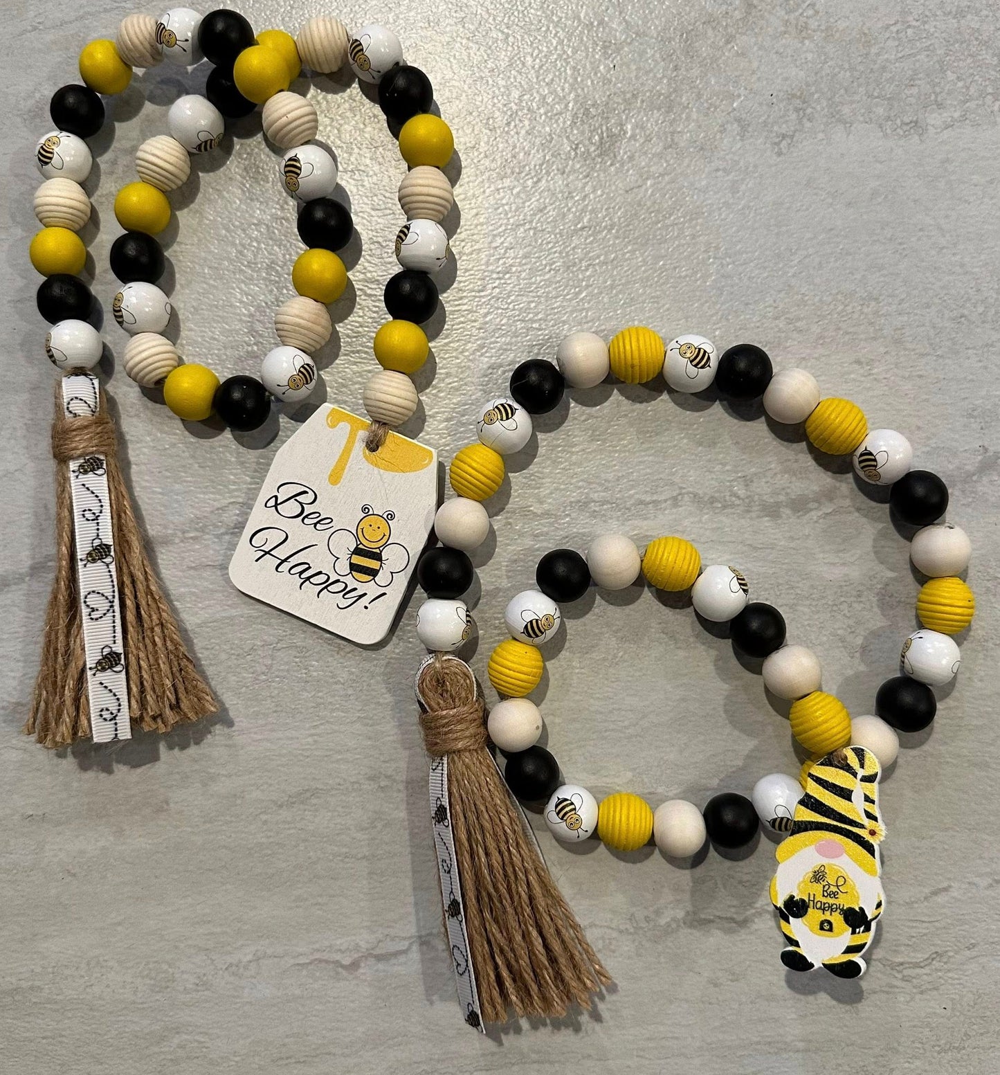 Bumble Bee Gnome Wood Bead Garland - 27"