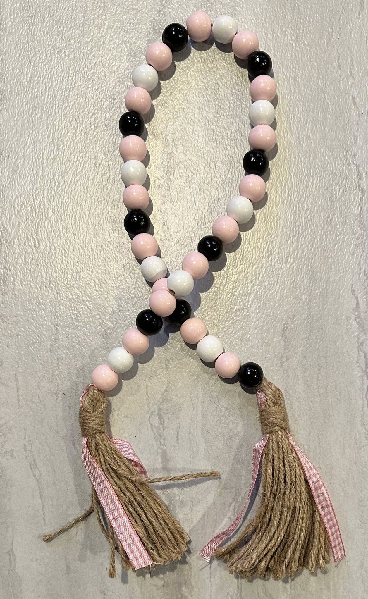 Pink/Black and Blue/Grey Wood Bead Garland 30-31"
