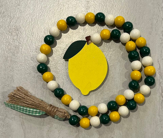 Lemon Wood Bead Garland 35"