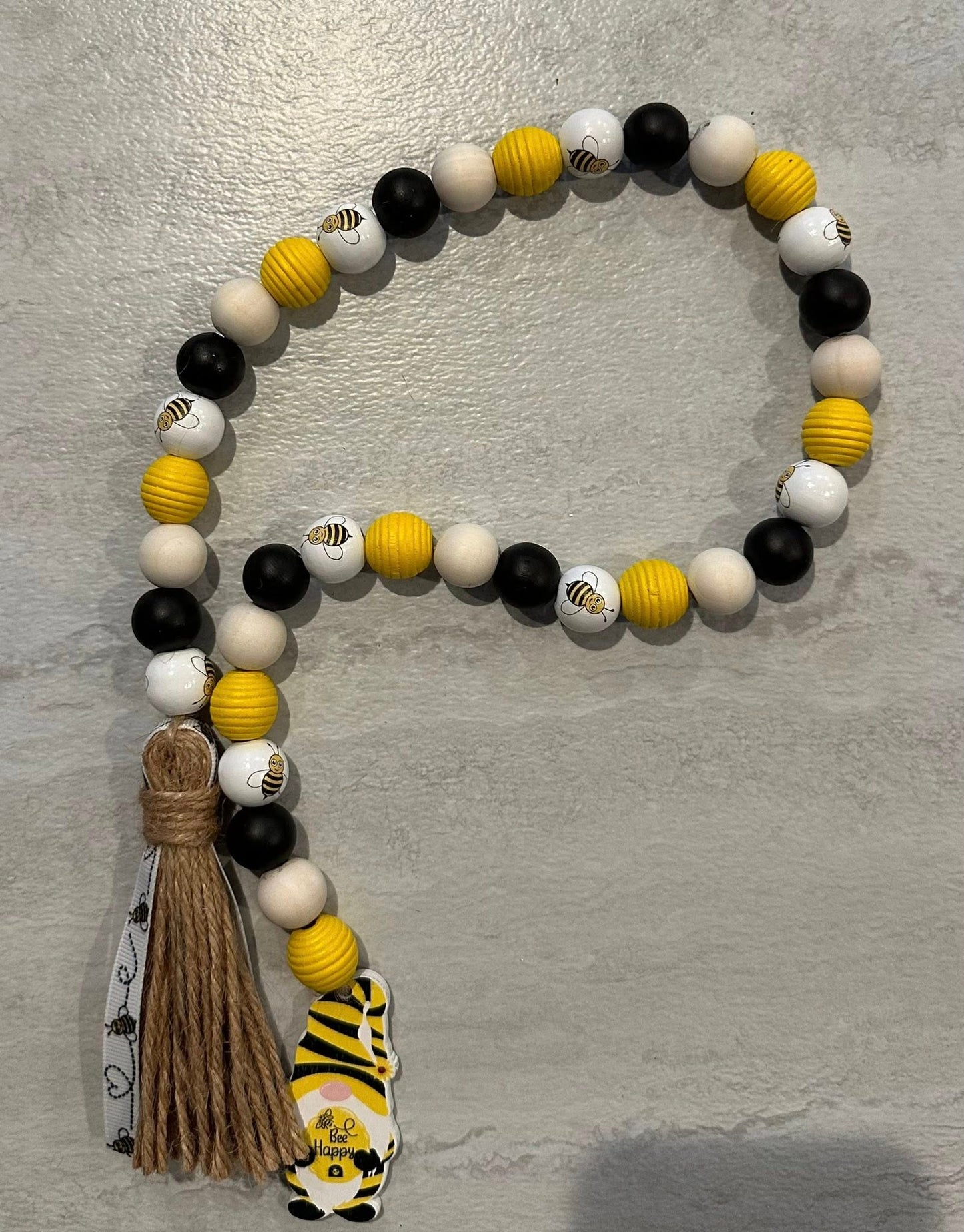 Bumble Bee Gnome Wood Bead Garland - 27"