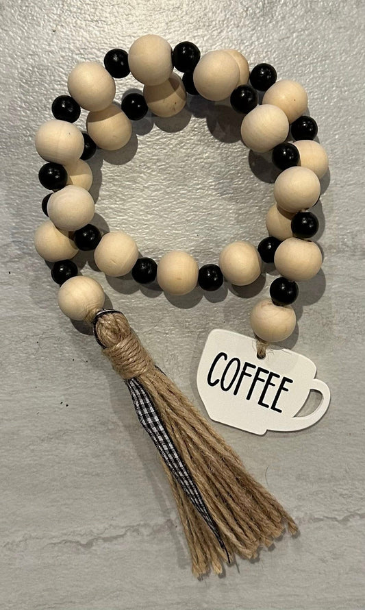Coffee Wood Bead Garland -30"
