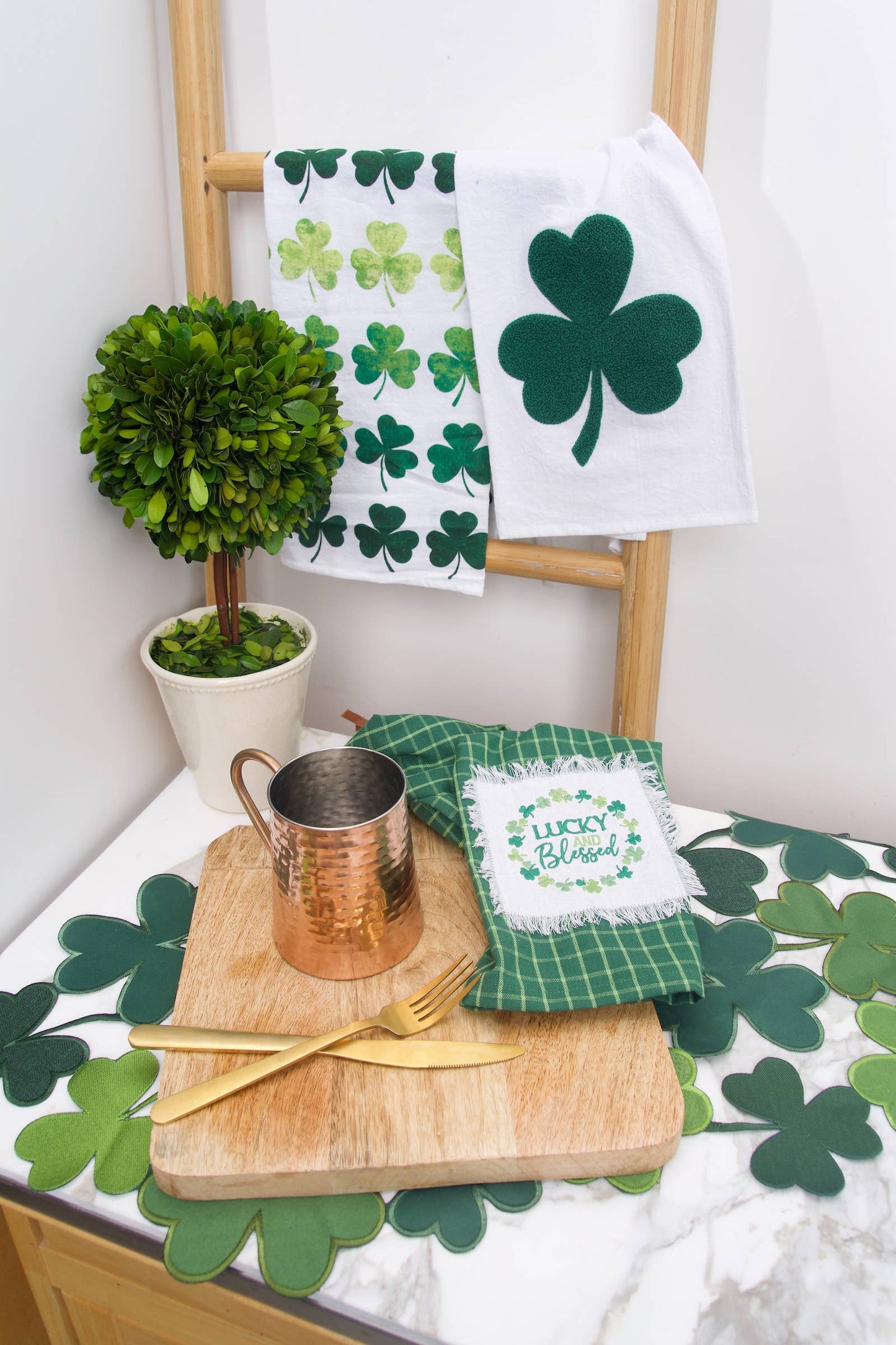 St. Patrick's Day Clover Cutwork Table Runner
