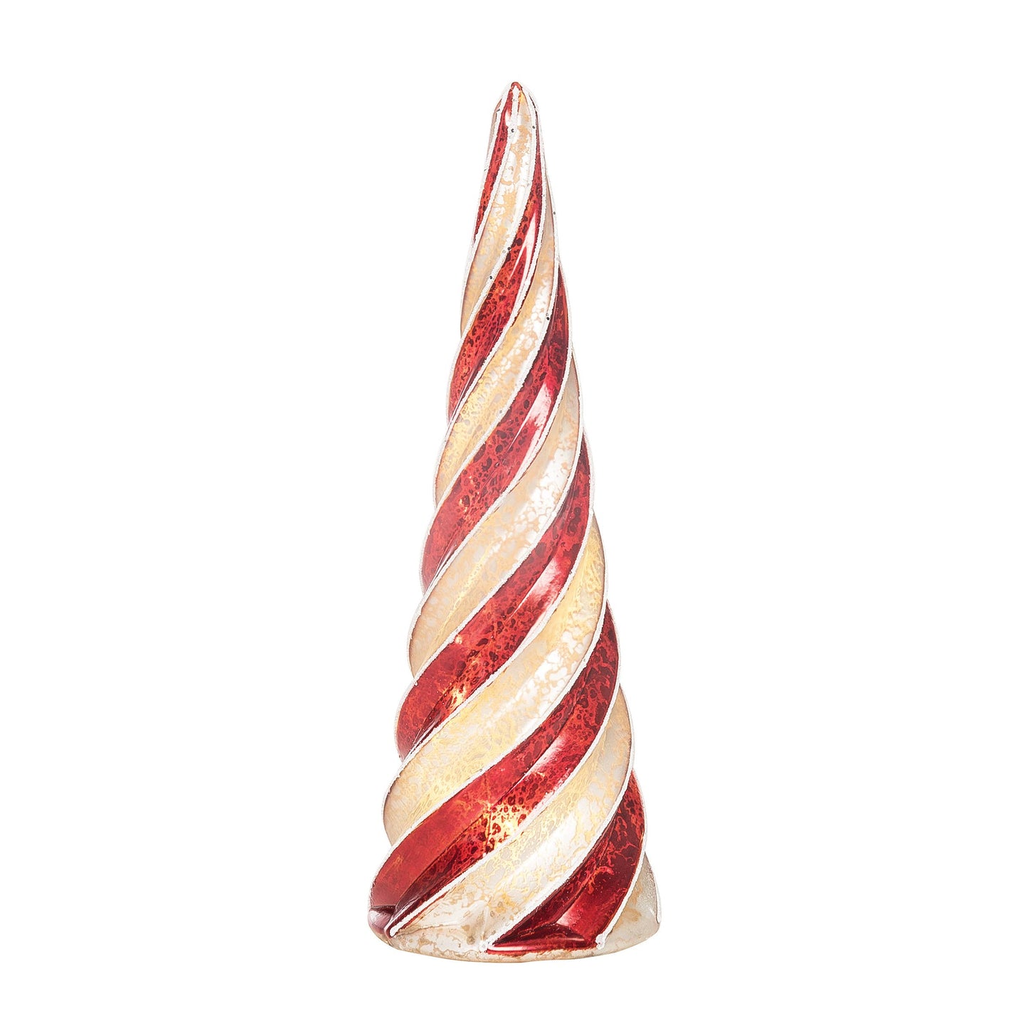 Christmas Peppermint Twist 9.5" Glass Tree