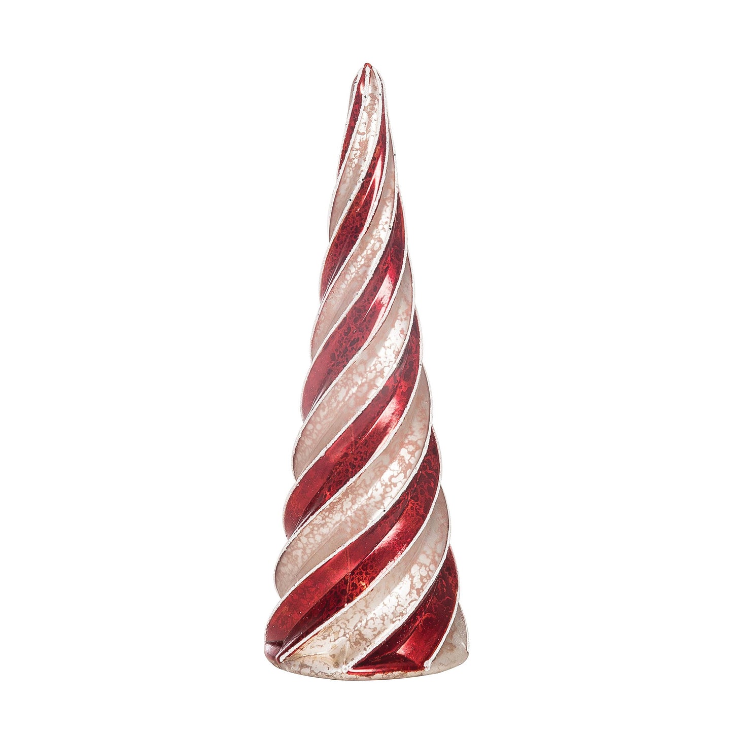 Christmas Peppermint Twist 9.5" Glass Tree