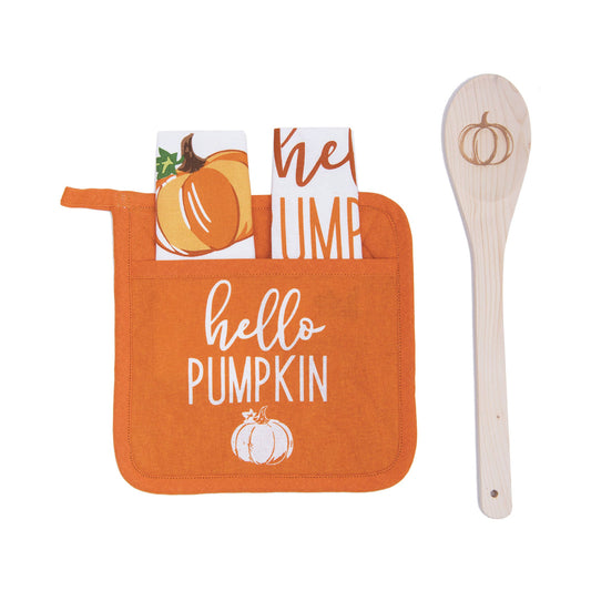 Fall/Harvest Hello Pumpkin Pot Holder Set