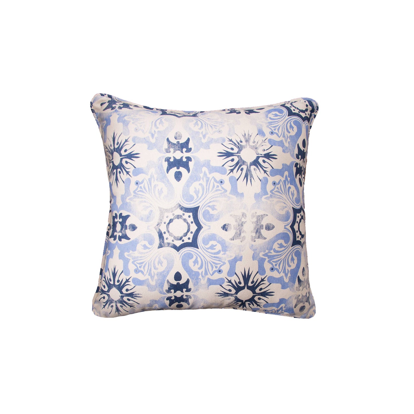 Blue Floral Tile Throw Pillow