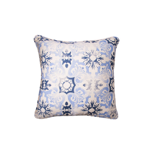 Blue Floral Tile Throw Pillow