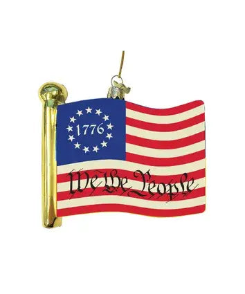 4.5" Glass 1776 American Flag Ornament