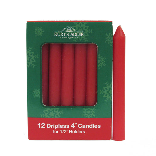 4"Red Dripless Candles 12pc