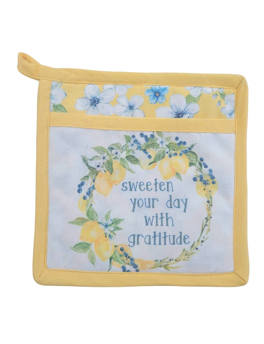 "Lemon Zest" Floral-Themed Pocket Mitt