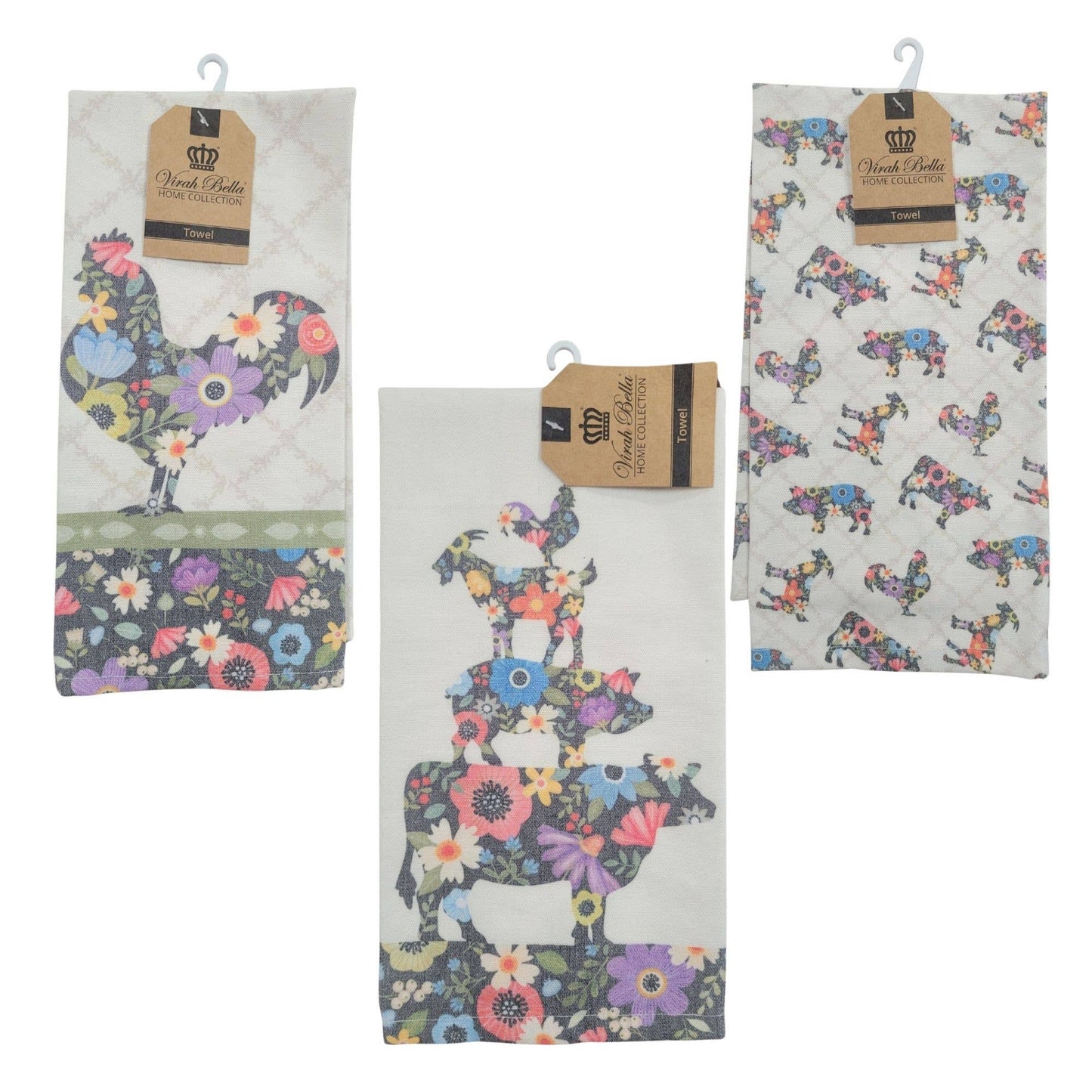"Country Barn" Farm Animal-Themed Kitchen Towels