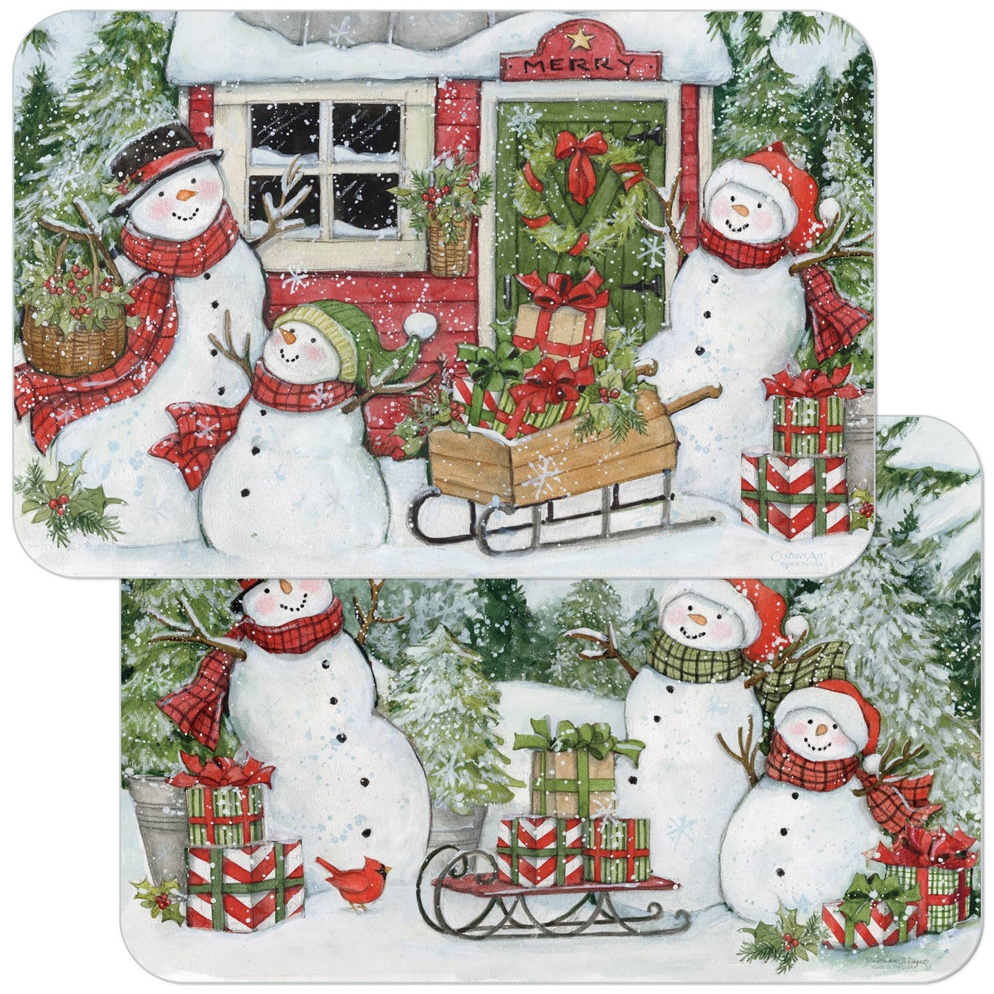 Snowman's Farmhouse Reversible Rectangular Plastic Placemat