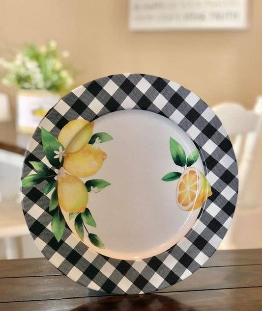 Black Check Lemon Plate