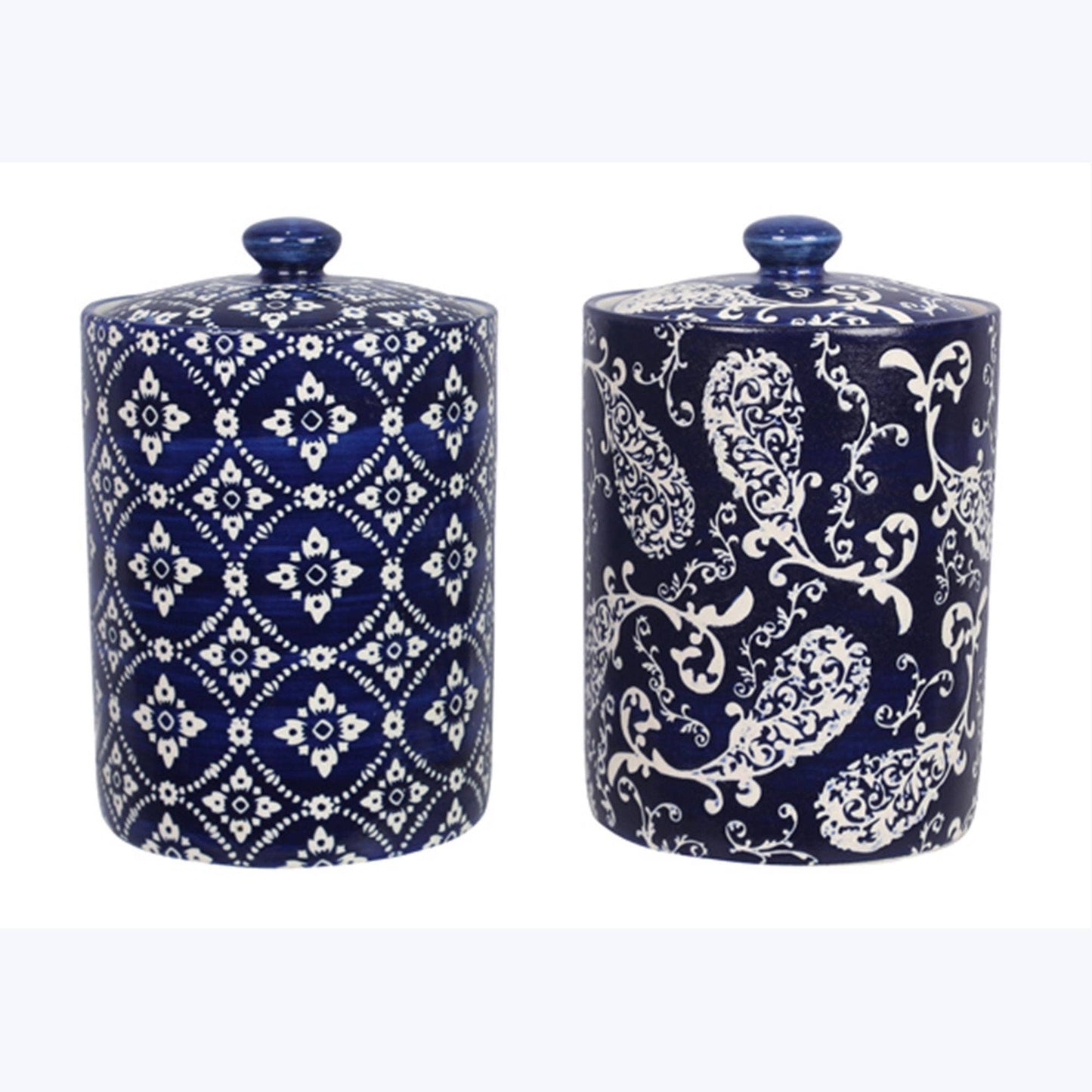 Stoneware Blue and white Canister, 2 Ast.