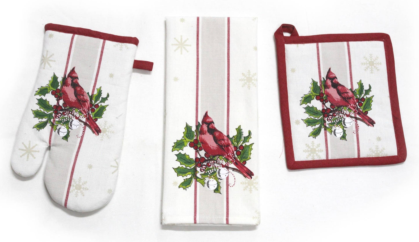 Red Cardinal Snowflake Kitchen Textiles