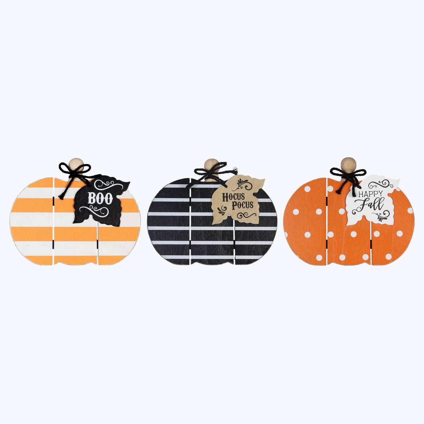 Wood Whimsical Tabletop Slat Board Pumpkin with Attachment