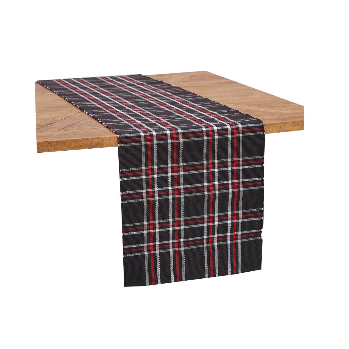 Christmas Poinsettia Plaid Table Runner