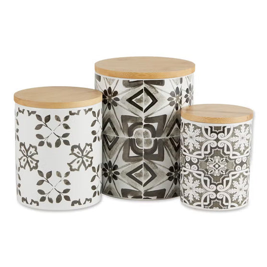 Black Tile Caramic Canisters-assorted