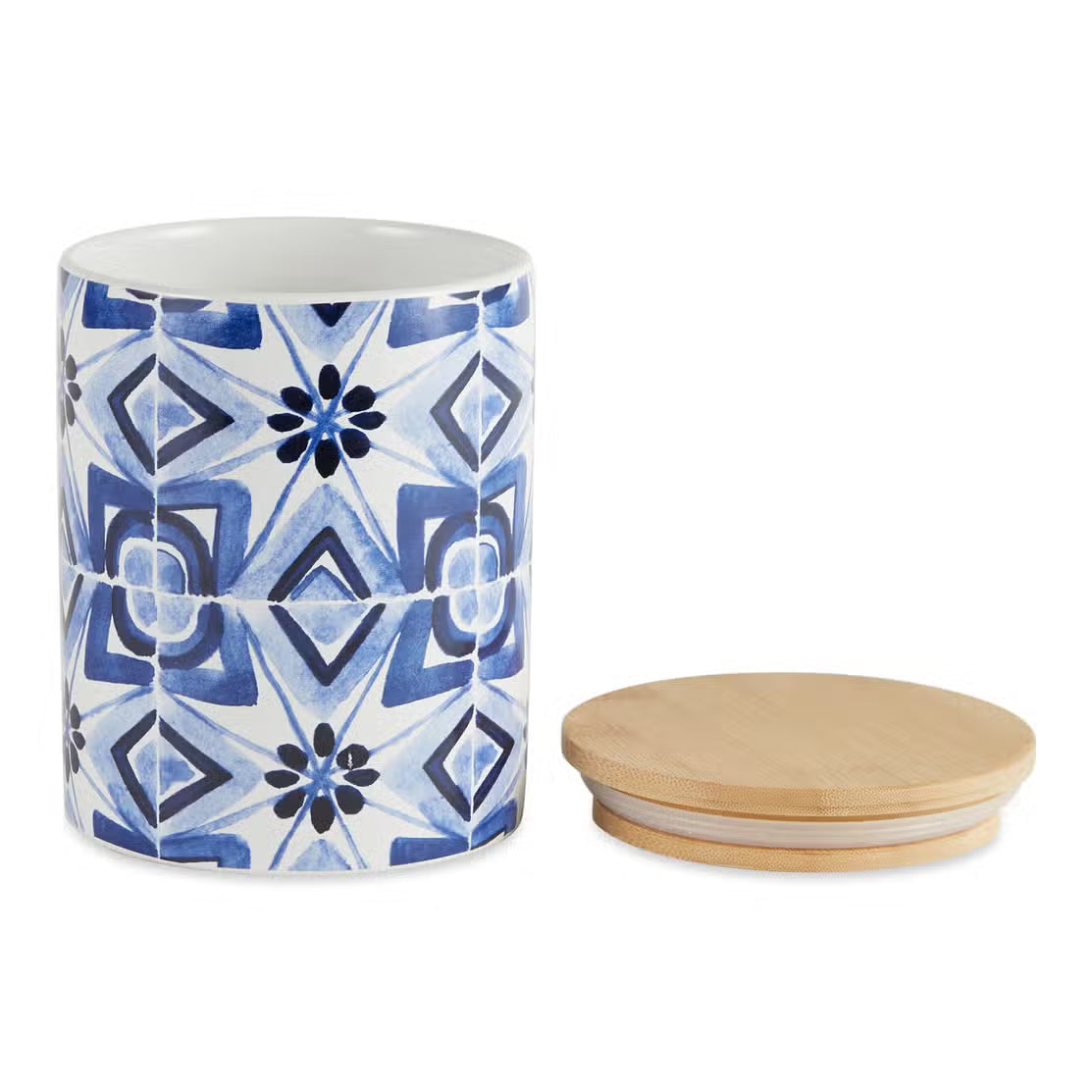 Blue Tile Ceramic Canisters S/3-assorted