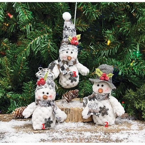 Plush Snowman Ornament 3ast