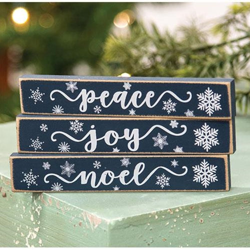 Joy, Peace, Noel Snowflake Mini Stick, 3 Asstd.