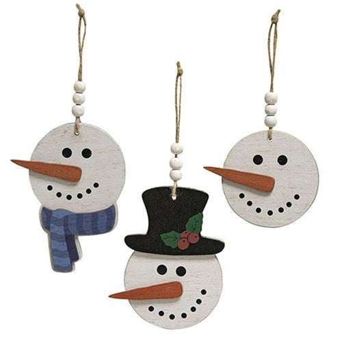 3/Set, Happy Beaded Snowhead Ornaments