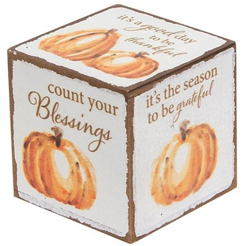 Count Your Blessings Pumpkin Six-Sided Block