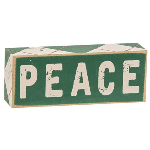 3/Set, Plaid Joy Believe Peace Wooden Blocks