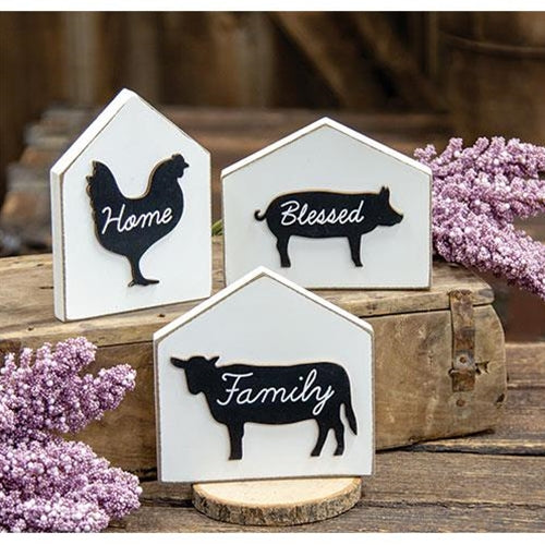 3/Set, Farm Animal Silhouettes House Blocks