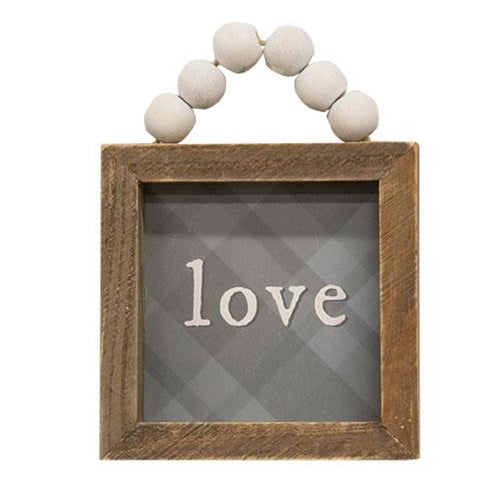 Love or Family Beaded Plaid Mini Frame, 2 Asstd.