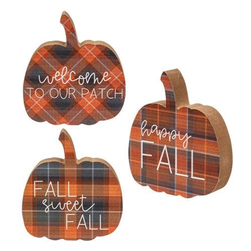 Fall Sweet Fall Plaid Pumpkin Chunky Sitter